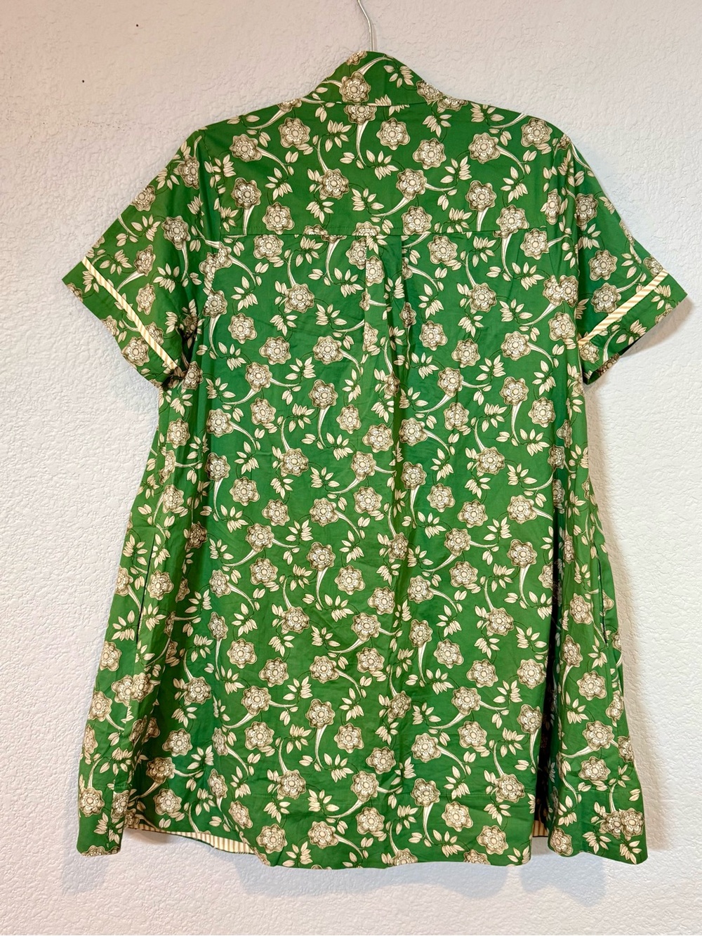 Entro Green Floral Contrast Trim Shirt Dress S - Picture 2 of 5